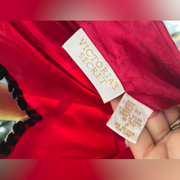Vintage Victoria’s Secret  silk heart cut out mesh spaghetti strap mini dress - Picture 2 of 4